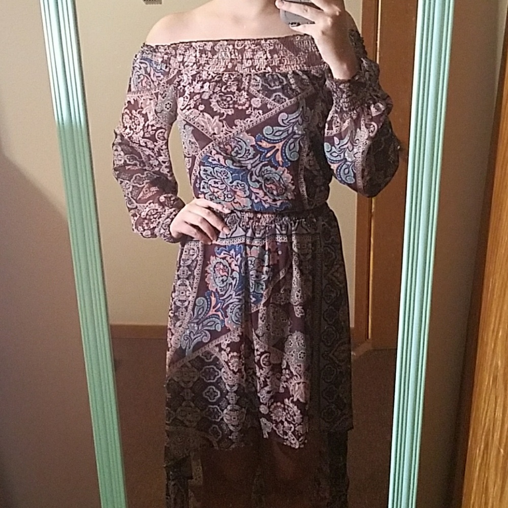 Boho high-low off the shoulder Dress
